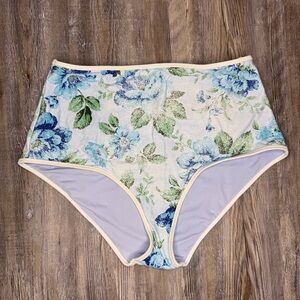 Aerie Womens High Waisted Full Coverage Swim Bottoms Suit Floral Size L Large